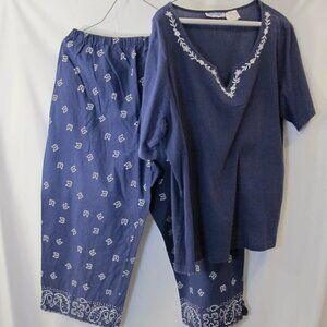Paragon 2-piece set of top and cropped pants in navy blue  1X